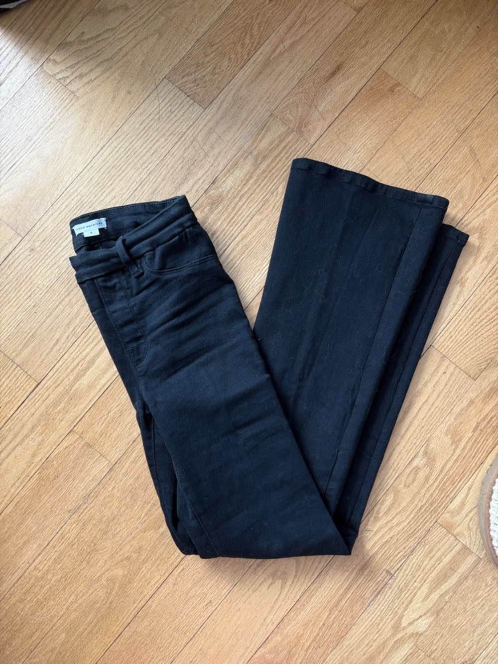 Good American Black Wide-Leg Flare Jeans